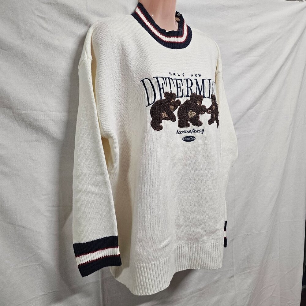 Aelfric Eden Bear Embroidered Pullover Sweater Women's Size Large/L - Picture 9 of 12